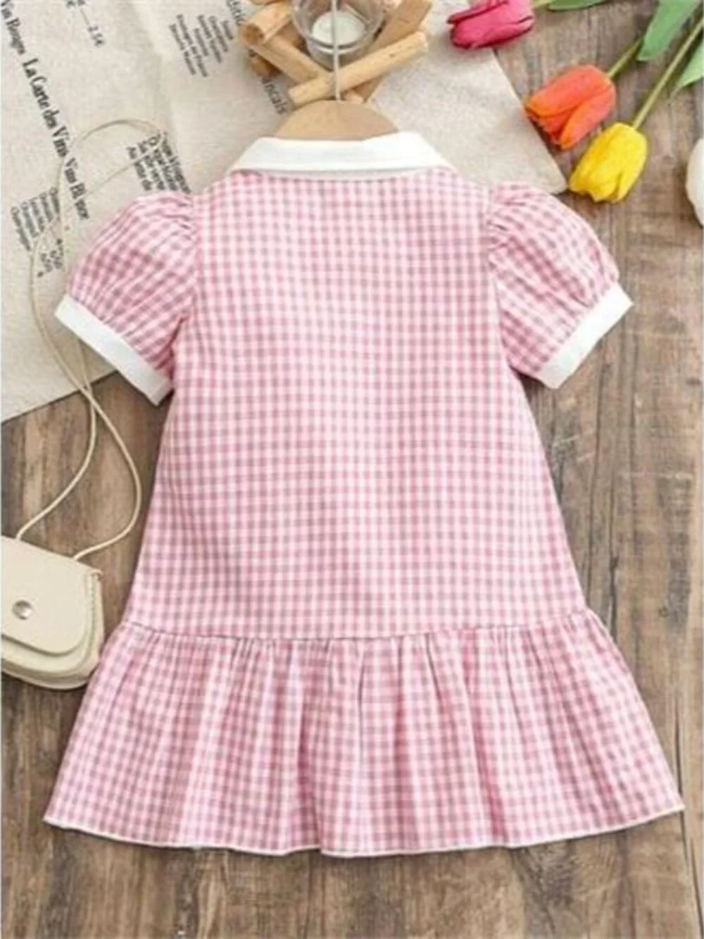 Children's Gingham Ruffle Hem Polo Dress